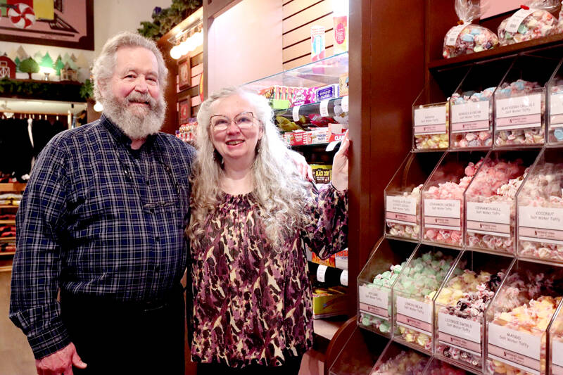 Bob and Lindi Lumens reopened Northwest Fudge & Confections in downtown Port Angeles earlier this month after a flood last January forced a nine-month closure. (Dave Logan/for Peninsula Daily News)