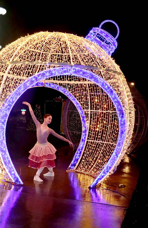 The 35th Festival of Trees had its Gala Opening on Tuesday outside the Vern Burton Community Center in Port Angeles. The Port Angeles City Ballet performed the history of the Nutcracker Ballet through narration and dance inside LED-lighted Christmas ornaments. (Dave Logan/for Peninsula Daily News)